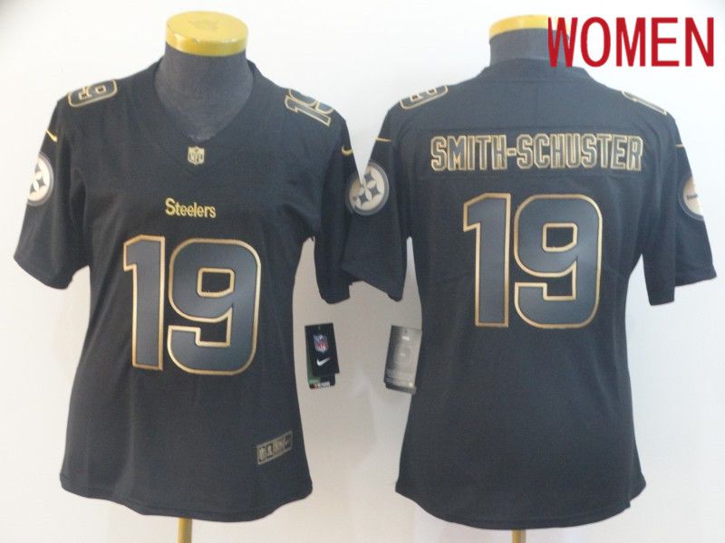 Women Pittsburgh Steelers 19 Smith-schuster Nike Vapor Limited Black Golden NFL Jerseys